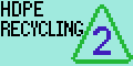 A banner for hdpe.neververy4.com, it shows a green triangle with a blue two inside of it, the words HDPE RECYCLING in black, and a sea green background