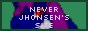 Never the Dragon's face on a green background, with purple text that says 'Never Jhonsen's Site'