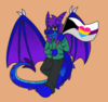 Dragon with Demisexual Panromantic flag
