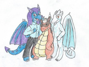 three dragons standing together